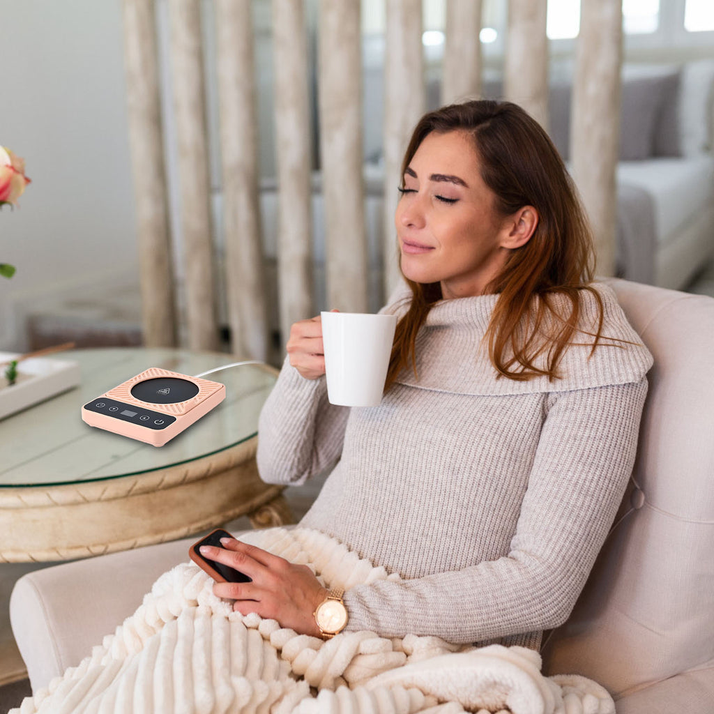 3 Colors Options -- 1Pc Desktop Electric Mug Warmer Auto Shut Off Timer Setting 6 Temperature Levels Cup Warmer For Milk Tea Cup Heating Plate