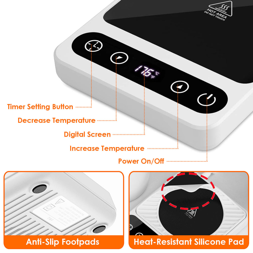 3 Colors Options -- 1Pc Desktop Electric Mug Warmer Auto Shut Off Timer Setting 6 Temperature Levels Cup Warmer For Milk Tea Cup Heating Plate